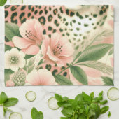 Vintage Blumen Dschungel Leopard Geschirrtuch (Gefaltet)