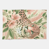 Vintage Blumen Dschungel Leopard Geschirrtuch (Horizontal)