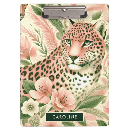 Vintage Blumen Dschungel Leopard Klemmbrett (Vorderseite)