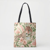 Vintage Blumen Dschungel Leopard Tasche (Vorderseite)
