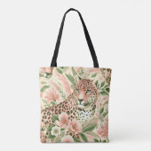 Vintage Blumen Dschungel Leopard Tasche (Rückseite)