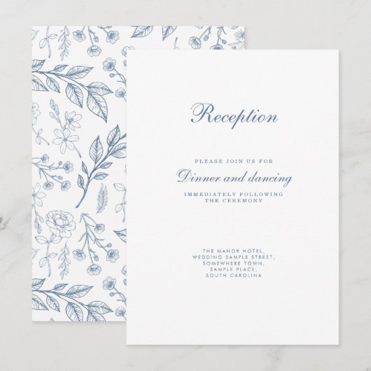 Vintage Blumen-Dusty-Hochzeit Begleitkarte (Vorne/Hinten)