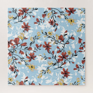 Vintage-Blumen: Einfacher Stoffhintergrund. Puzzle