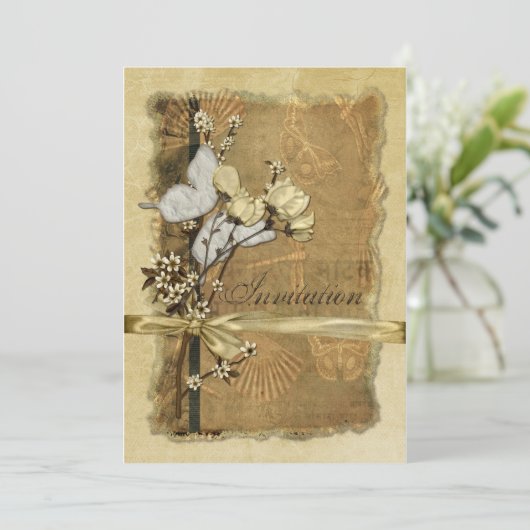 Vintage Blumen Einladung (Stehend Vorderseite)