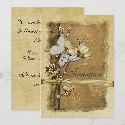 Vintage Blumen Einladung (Vorne/Hinten)