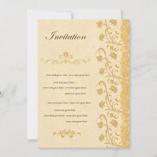 Vintage-Blumen-Einladung Elegante Gold-Einladung Einladung