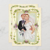 Vintage Blumen, Einladung zur Hochzeit, (Vorne/Hinten)