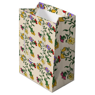 Vintage Blumen Elegante Botanische Geschenktasche Mittlere Geschenktüte