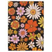 Vintage-Blumen-Explosion – Farbige Retro-Blume Klemmbrett (Rückseite)
