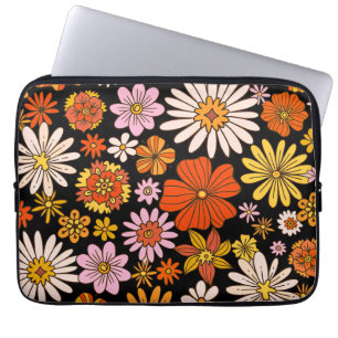 Vintage-Blumen-Explosion – Farbige Retro-Blume Laptopschutzhülle