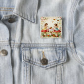 Vintage-Blumen-Feengarten zum Picknick Button (Beispiel)
