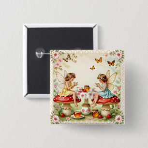Vintage-Blumen-Feengarten zum Picknick Button