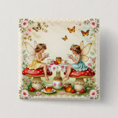 Vintage-Blumen-Feengarten zum Picknick Button (Vorderseite)