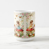 Vintage-Blumen-Feengarten zum Picknick Kaffeetasse (Mittel)