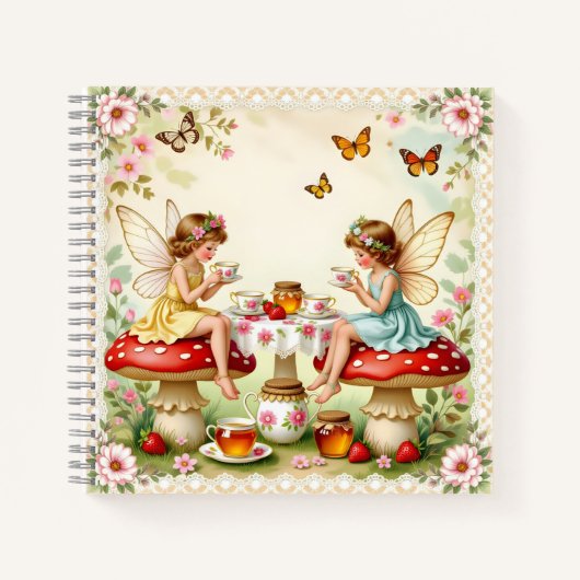 Vintage-Blumen-Feengarten zum Picknick Notizblock (Vorderseite)