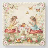 Vintage-Blumen-Feengarten zum Picknick Steinuntersetzer (Vorderseite)