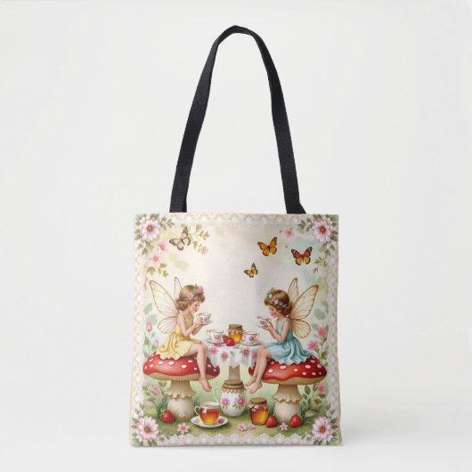 Vintage-Blumen-Feengarten zum Picknick Tasche (Vorderseite)