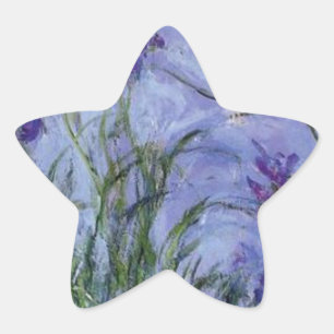 Vintage-Blumen Flieder-Schwertlilien-1917 Monet. Stern-Aufkleber