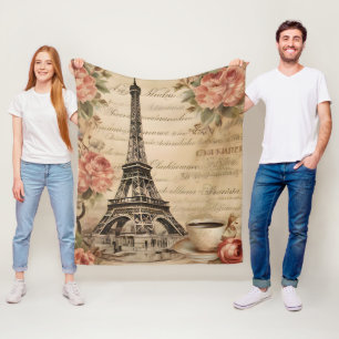 Vintage-Blumen Französische Kalligrafie Reise nach Fleecedecke