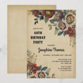 Vintage-Blumen-Geburtstag Einladung (Vorne/Hinten)