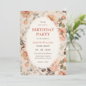 Vintage-Blumen-Geburtstag Einladung (Stehend Vorderseite)
