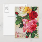 Vintage-Blumen-Geburtstag Postkarte (Vorne/Hinten)