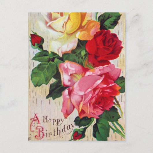 Vintage-Blumen-Geburtstag Postkarte (Vorderseite)