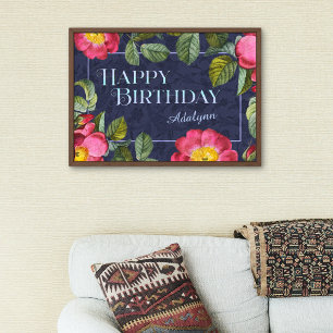 Vintage-Blumen Geburtstagsgeschenk mit individuell Poster