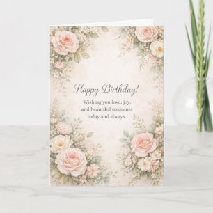 Vintage-Blumen-Geburtstagskarte   Elegante Wasserf Karte