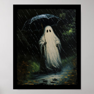 Vintage-Blumen-Geist-Halloween-Geist im Wald Poster