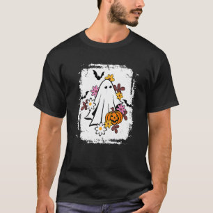 Vintage-Blumen-Geister-Kürbis-Grafik-Halloween-Kos T-Shirt