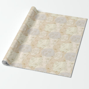 Vintage-Blumen-Gesichtslinien-Muster (1) Geschenkpapier