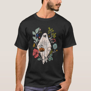 Vintage-Blumen-Gespenst süßer Halloween lustiger G T-Shirt