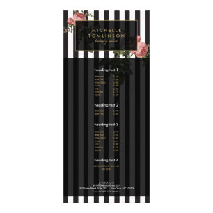 Vintage-Blumen-gestreifte Salon-Aufsteller-Karte Werbekarte