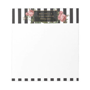 Vintage-Blumen-gestreifter personalisierter Notizb Notizblock