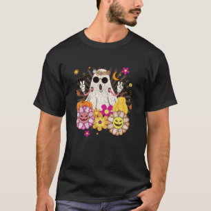 Vintage-Blumen-Groovy-Geist-Halloween-Grafik T-Shirt