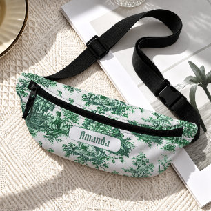 Vintage-Blumen grün toile jouy monogramm gedruckt Bauchtasche