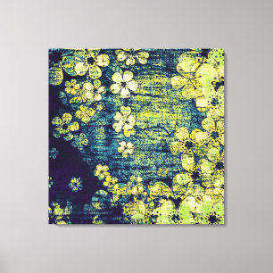 Vintage-Blumen-Grunge-Abstraktkunst Leinwanddruck