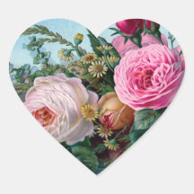 Vintage-Blumen-Herz-Aufkleber