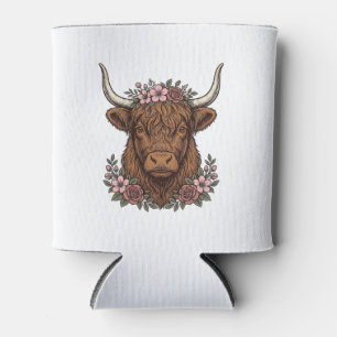 Vintage-Blumen-Hochlandkuh-Vektor-Shirt-Design_1 Dosenkühler