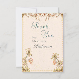 Vintage-Blumen-Hochzeit-Dankeschön-Karte Dankeskarte