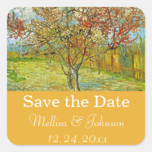 Vintage-Blumen Hochzeit Save-the-Date Quadratischer Aufkleber