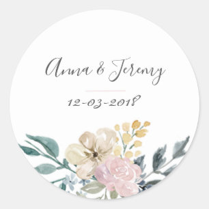 Vintage-Blumen-Hochzeitsaufkleber Runder Aufkleber