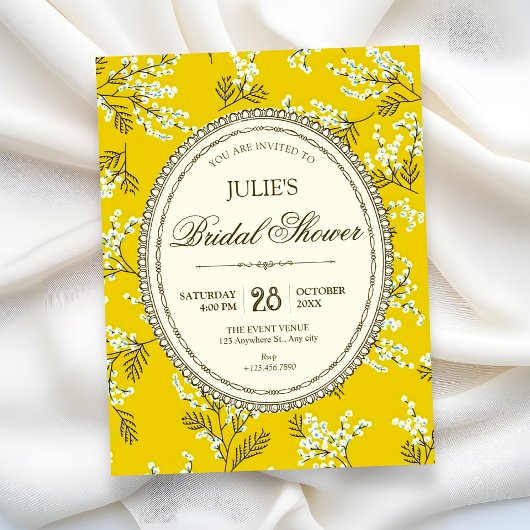 Vintage-Blumen-Hochzeitsdusche Einladung