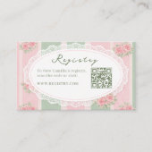 Vintage-Blumen-Hochzeitsdusche-Registry-QR-Code Begleitkarte (Vorderseite)