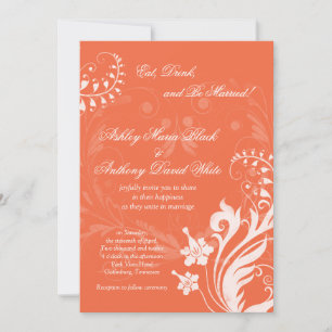Vintage-Blumen-Hochzeitseinladung in Orange und We Einladung