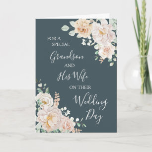 Vintage-Blumen-Hochzeitstag-Enkel und Ehefrau-Kart Dankeskarte
