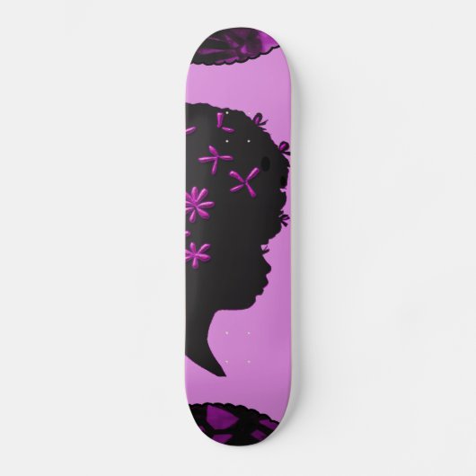Vintage Blumen im Afro Skateboard (Vorderseite)