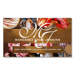 Vintage Blumen in einem mit Monogramm Magneten des Magnetische Visitenkarte