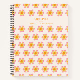Vintage-Blumen in Orange Personalisiertes Rezept Notizblock